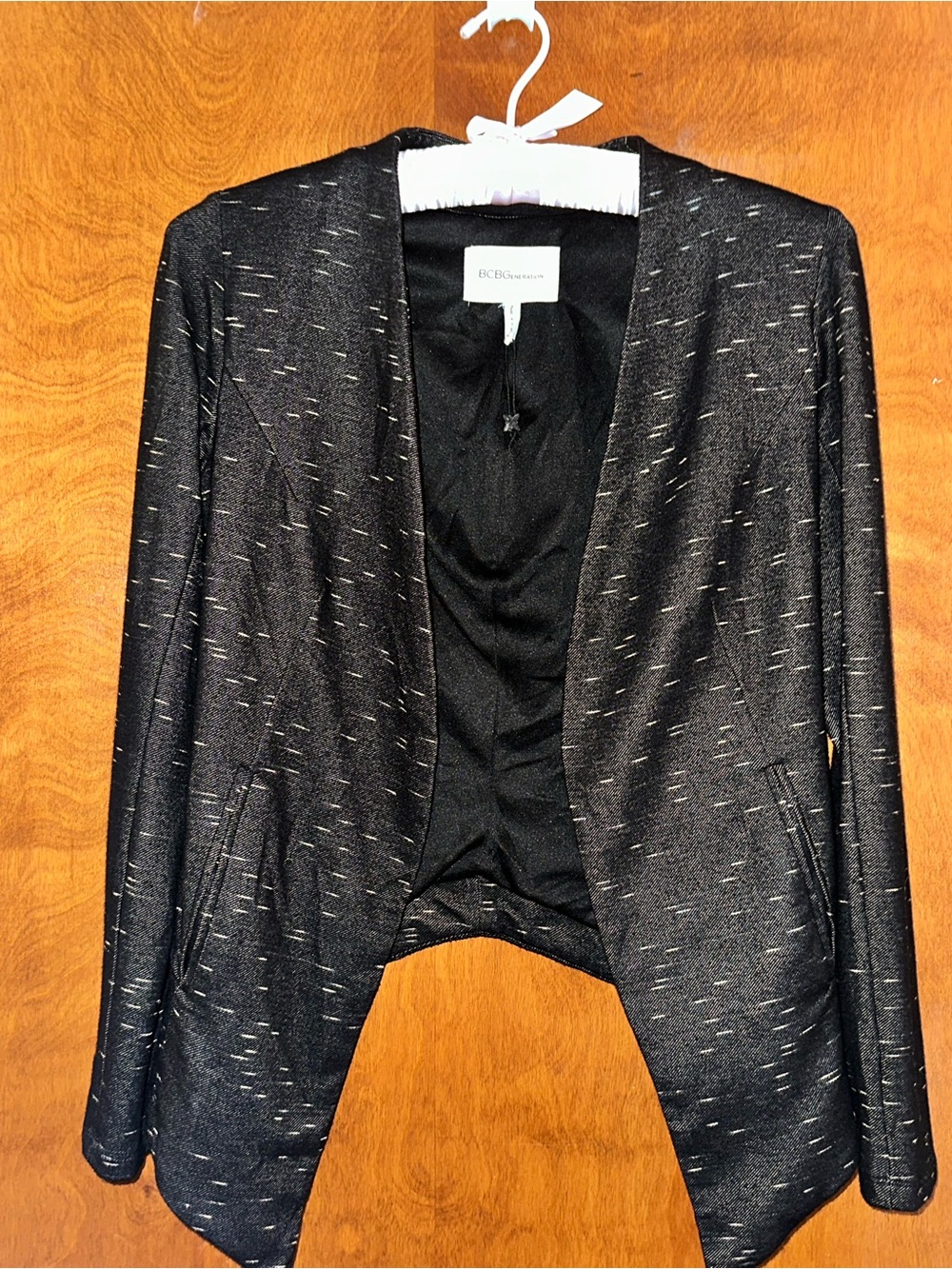 BCBGMaxAzria Black Metallic-Fleck Open-Front Blazer